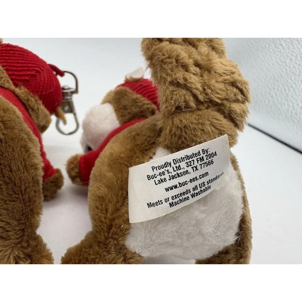 Lot of 2 Buc-ee’s Beaver Plush Keychain Key Ring Mascot Stuffed Animal Tags